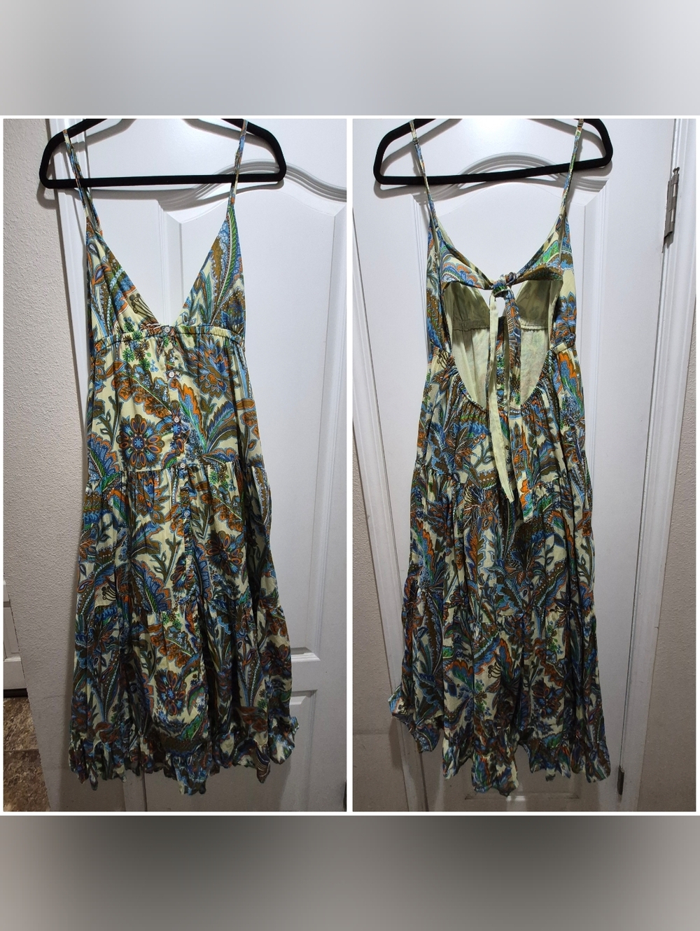 House of Harlow 1960 Boho Floral Maxi Dress Open Back Tie Size M EUC